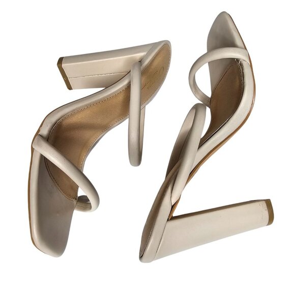 Miss Lola Jenna Block Heel Mules Ivory Square Toe Chunky Slip On Size Size 7.5 - Picture 2 of 12